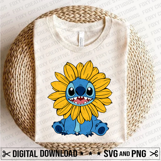 Sunflower svg, sunflower stitch svg, Digital Download, wildflowers svg, nature svg, space alien svg