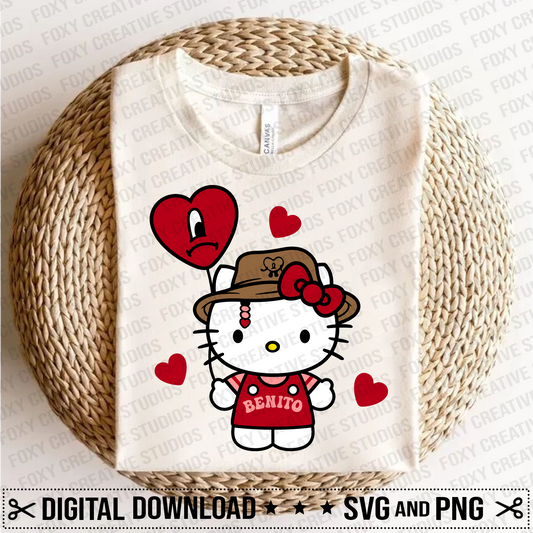 Valentine's Day svg, Hearts svg, kawaii svg, Couples svg, sad heart svg, Valentine benito kitty svg, Heart shaped balloon svg, Digital Download